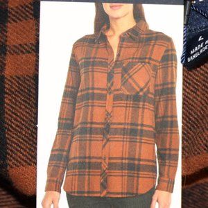 Gap Tortoise Shell-Cassie Plaid Long Sleeve Size L